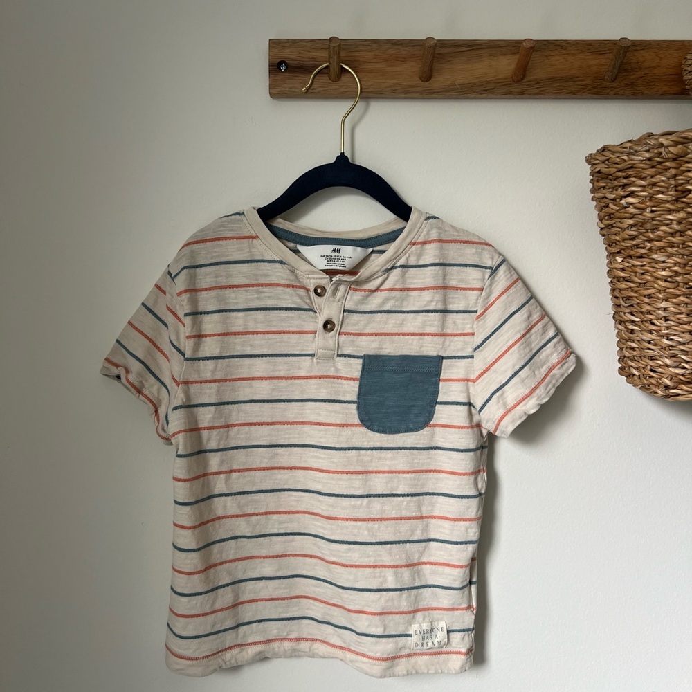 Striped Henley pocket tshirt